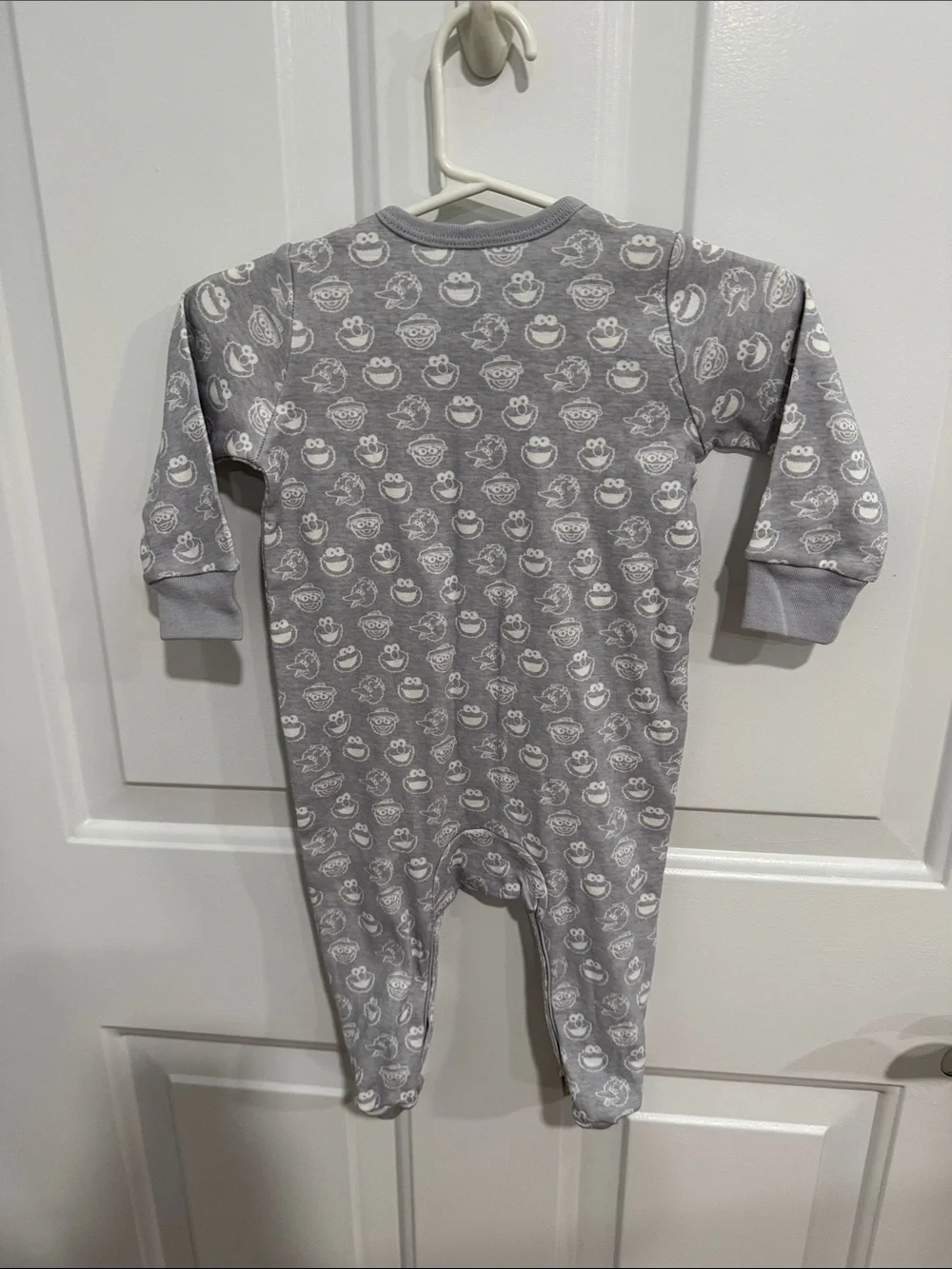 Land Of Nod Gray Footed One-Piece with White Character Faces